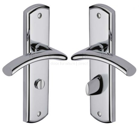 Centaur Curved Lever Polished Chrome Bathroom Lock Door Handles