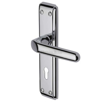 Deco Straight Lever Polished Chrome Keyhole Door Handles