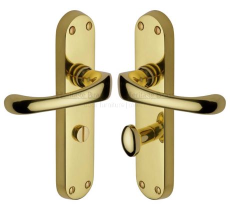 Gloucester Shaped Lever Polished Brass Bathroom Door Handles