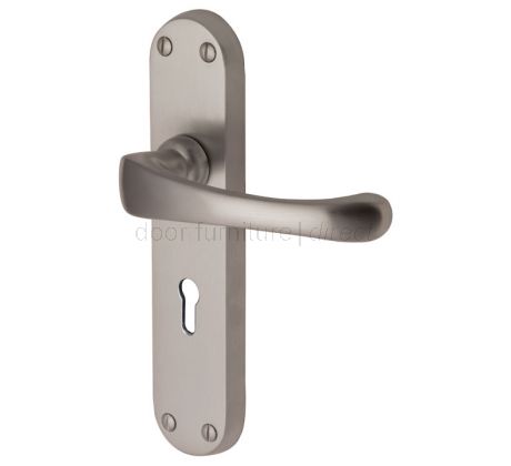 Gloucester Shaped Lever Satin Nickel Keyhole Door Handles