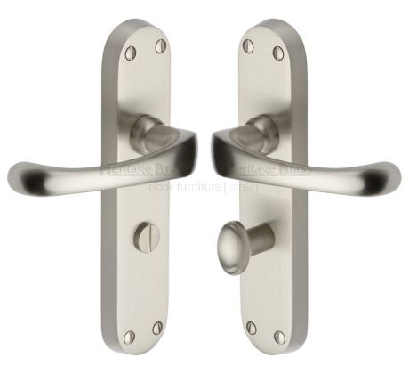 Gloucester Shaped Lever Satin Nickel Bathroom Door Handles