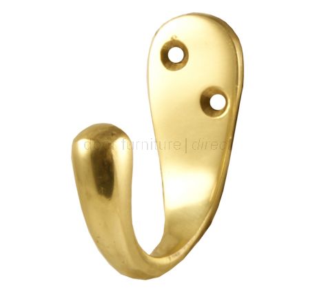 Polished Brass Robe or Coat Hook