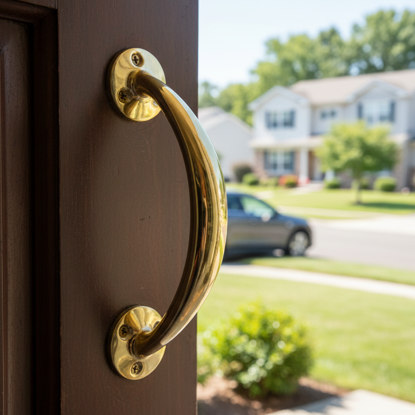 Polished Brass Offset Door Pull Handle 152mm (6in)