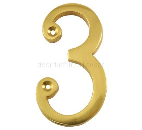 Polished Brass Screw Fixed Front Door Numbers 0-9 3in (76mm) C1560