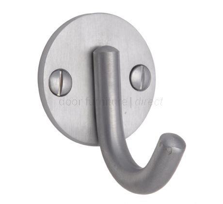 Satin Chrome Coat Hook on Round Plate