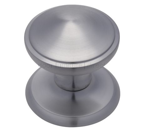 Satin Chrome Stepped Edge Front Door Knob 3.5in (82mm)