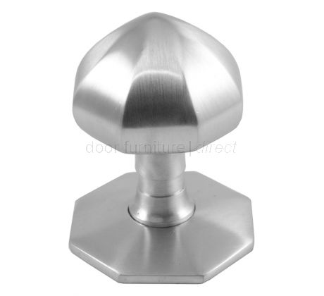 Satin Chrome Faceted Front Door Knob 2.5in (64mm)