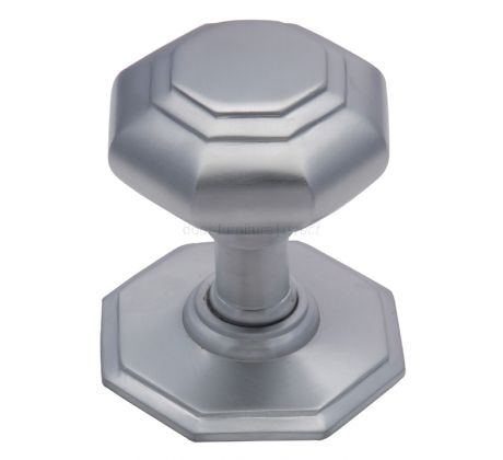Satin Chrome Octagonal Front Door Knob 3in (76mm)