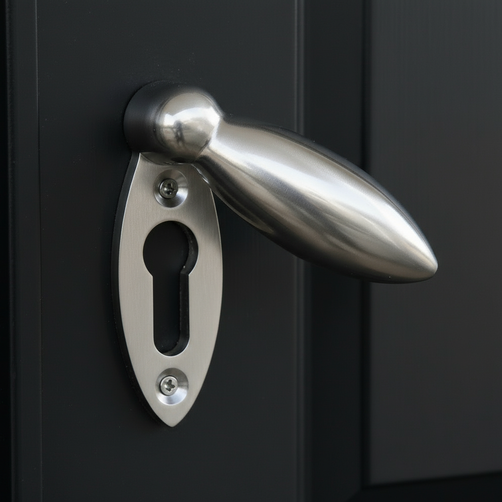 Satin Chrome Oval Door Key Hole Escutcheon