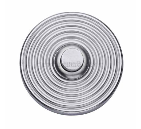 Heritage RR1186 Satin Chrome Reeded Bell Push 53mm