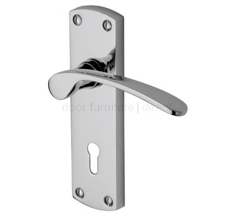 Luca Polished Chrome Curved Lever Keyhole Door Handle Set