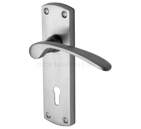 Luca Satin Chrome Curved Lever Keyhole Door Handle Set