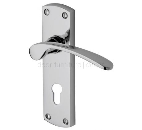 Luca Curved Lever Polished Chrome 48mm Euro Cylinder Door Handles