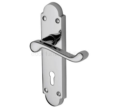 Milton Polished Chrome Scroll Lever Keyhole Door Handle Set
