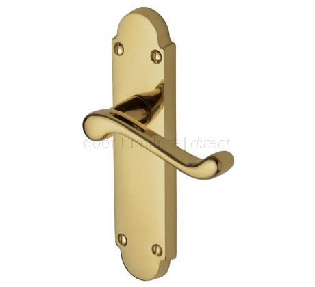 Milton Scroll Lever Polished Brass Latch Door Handle Set