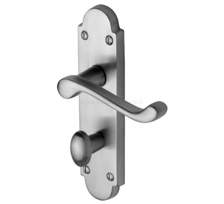 Milton Scroll Lever Satin Chrome Bathroom Lock Door Handle Set