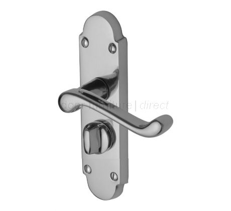 Milton Scroll Lever Polished Chrome Privacy Lock Door Handle Set