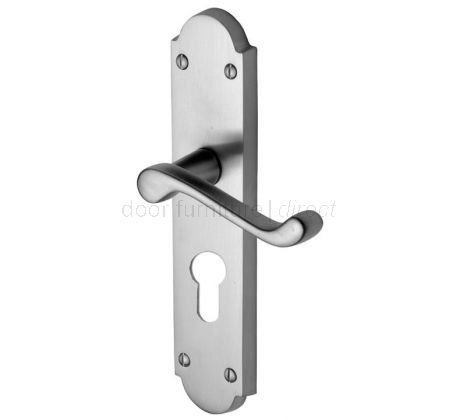 Milton Scroll Lever Satin Chrome 48mm Euro Cylinder Door Handles