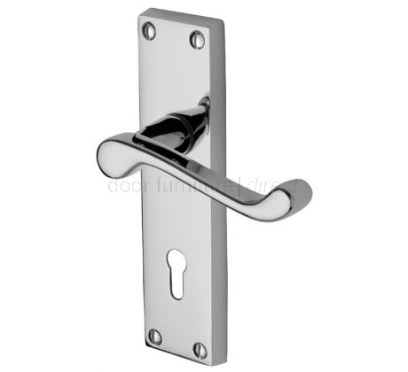 Malvern Polished Chrome Scroll Lever Keyhole Door Handle Set