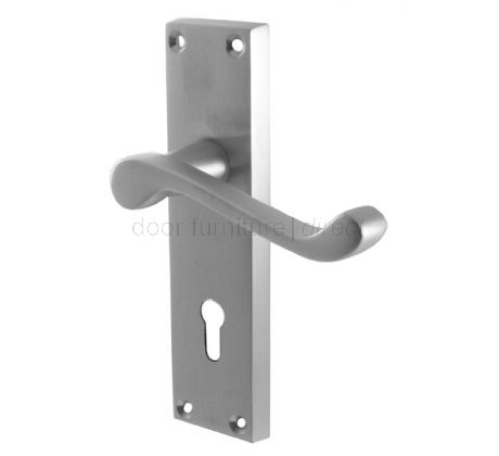 Malvern Satin Chrome Scroll Lever Keyhole Door Handle Set