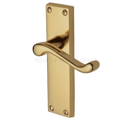 Malvern Scroll Lever Polished Brass Latch Door Handle Set