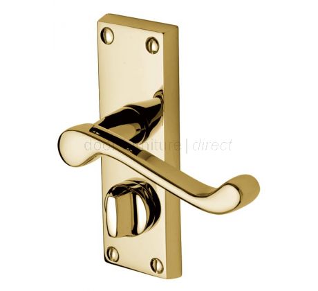 Malvern Scroll Lever Polished Brass Privacy Lock Door Handle Set