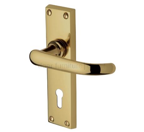 Avon Polished Brass Straight Lever Keyhole Door Handle Set
