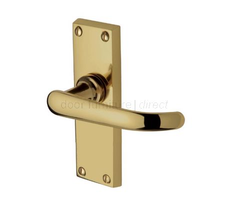 Avon Straight Lever Polished Brass Short Plate Latch Door Handle Set