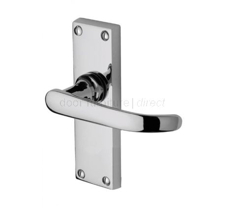Avon Straight Lever Polished Chrome Short Plate Latch Door Handle Set