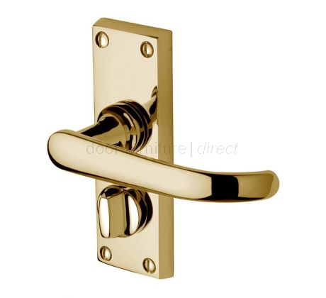 Avon Straight Lever Polished Brass Privacy Lock Door Handle Set