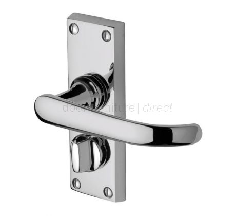 Avon Straight Lever Polished Chrome Privacy Lock Door Handle Set
