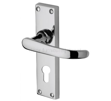 Avon Straight Lever Polished Chrome 48mm Euro Cylinder Door Handle Set