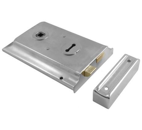 Satin Chrome Rim Lock 6x4in (153x102mm)