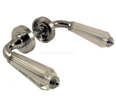 Fluted Glass Lever on Polished Chrome Rose