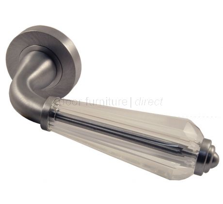 Fluted Glass Lever on Satin Chrome Rose
