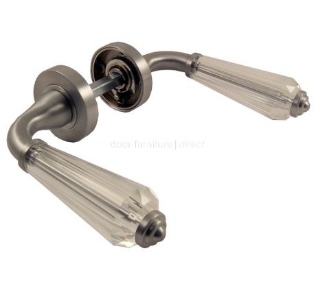 Fluted Glass Lever on Satin Chrome Rose