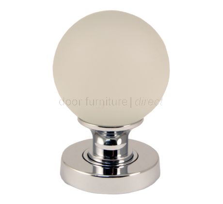 Frosted Glass Ball Mortice Door Knobs Polished Chrome