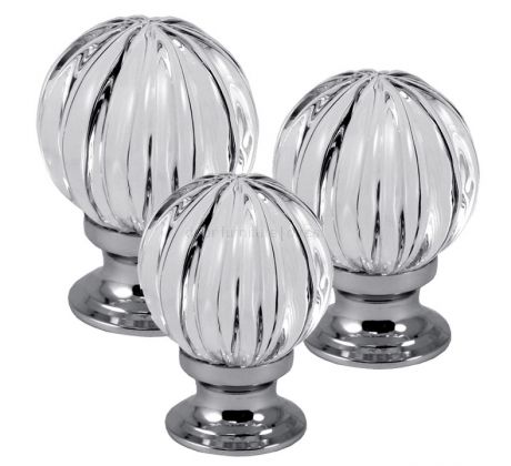 Glass Pumpkin Cupboard Knob Polished Chrome Rose