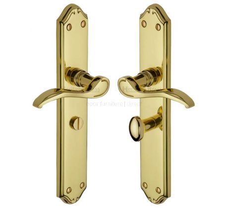 Verona Scroll Lever Polished Brass Bathroom Lock Door Handles