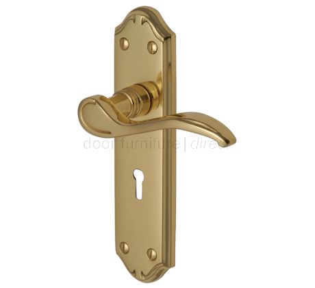Verona Small Scroll Lever Polished Brass Keyhole Door Handles