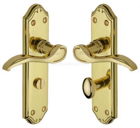 Verona Small Scroll Lever Polished Brass Bathroom Door Handles