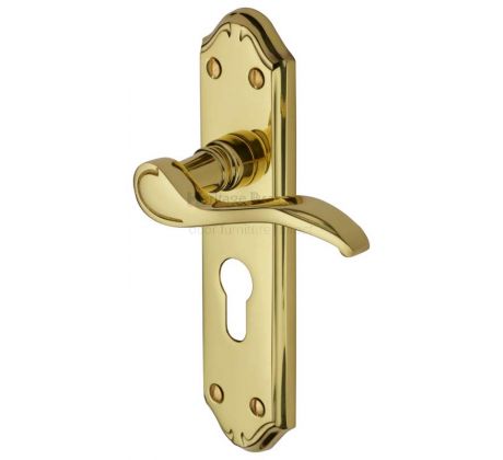 Verona Small Scroll Lever Pol Brass 48mm Euro Cylinder Door Handles