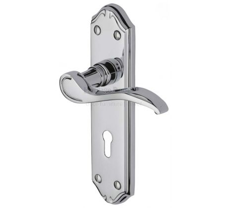 Verona Small Scroll Lever Polished Chrome Keyhole Door Handles