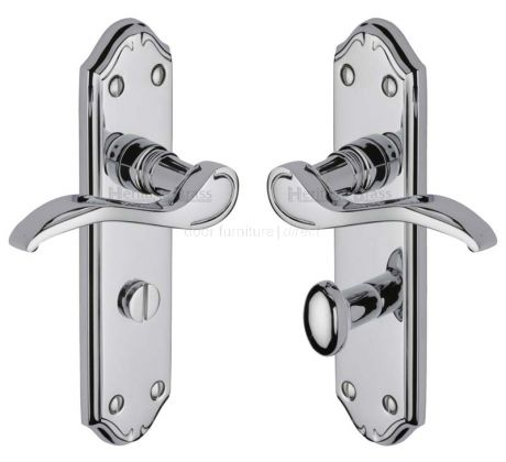 Verona Small Scroll Lever Polished Chrome Bathroom Door Handles