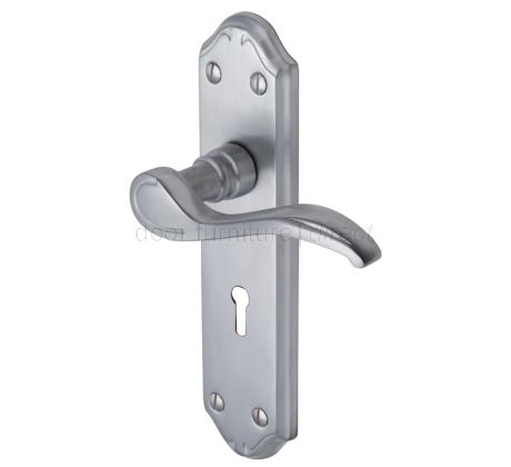 Verona Small Scroll Lever Satin Chrome Keyhole Door Handles