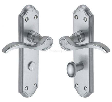 Verona Small Scroll Lever Satin Chrome Bathroom Door Handles