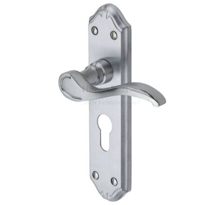 Verona Small Scroll Lever Satin Chrome 48mm Euro Cylinder Door Handles
