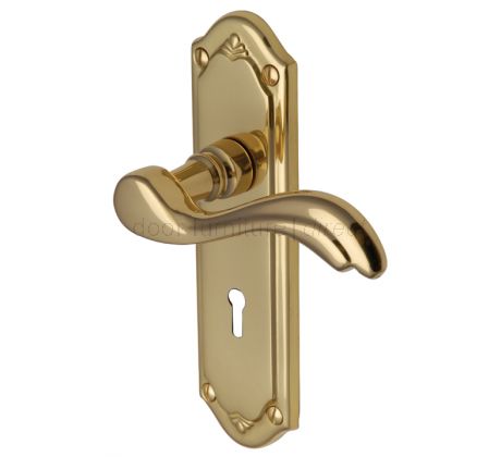 Lisboa Scroll Lever Polished Brass Keyhole Door Handles