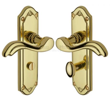 Lisboa Scroll Lever Polished Brass Bathroom Door Handles