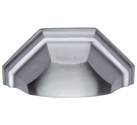 Heritage Satin Chrome Shaped Drawer Pull 104mm